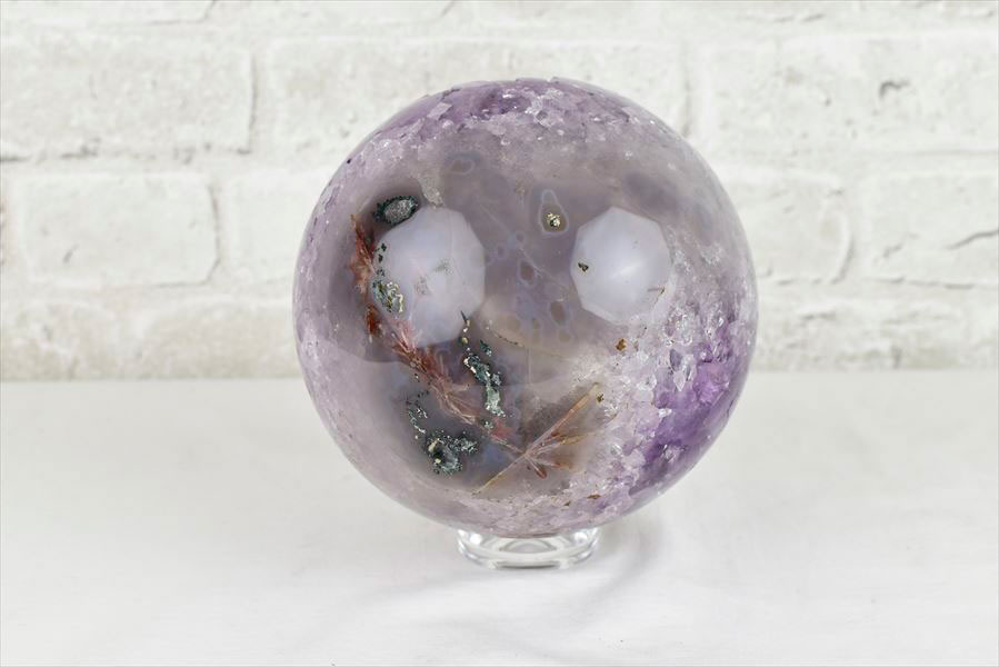ブラジル産 アメジスト笑口丸玉（クラスター丸玉）ジオード