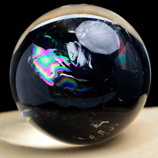 エンジェルラダー】天然レインボー水晶 丸玉【専用切株台座付き】虹