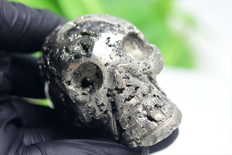 パイライト（黄鉄鉱）スカル（骸骨/ドクロ/ガイコツ）置物｜ペルー