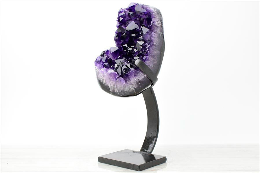 濃紫 ウルグアイ産 アメジストクラスター｜インテリア｜置物｜専用鉄製