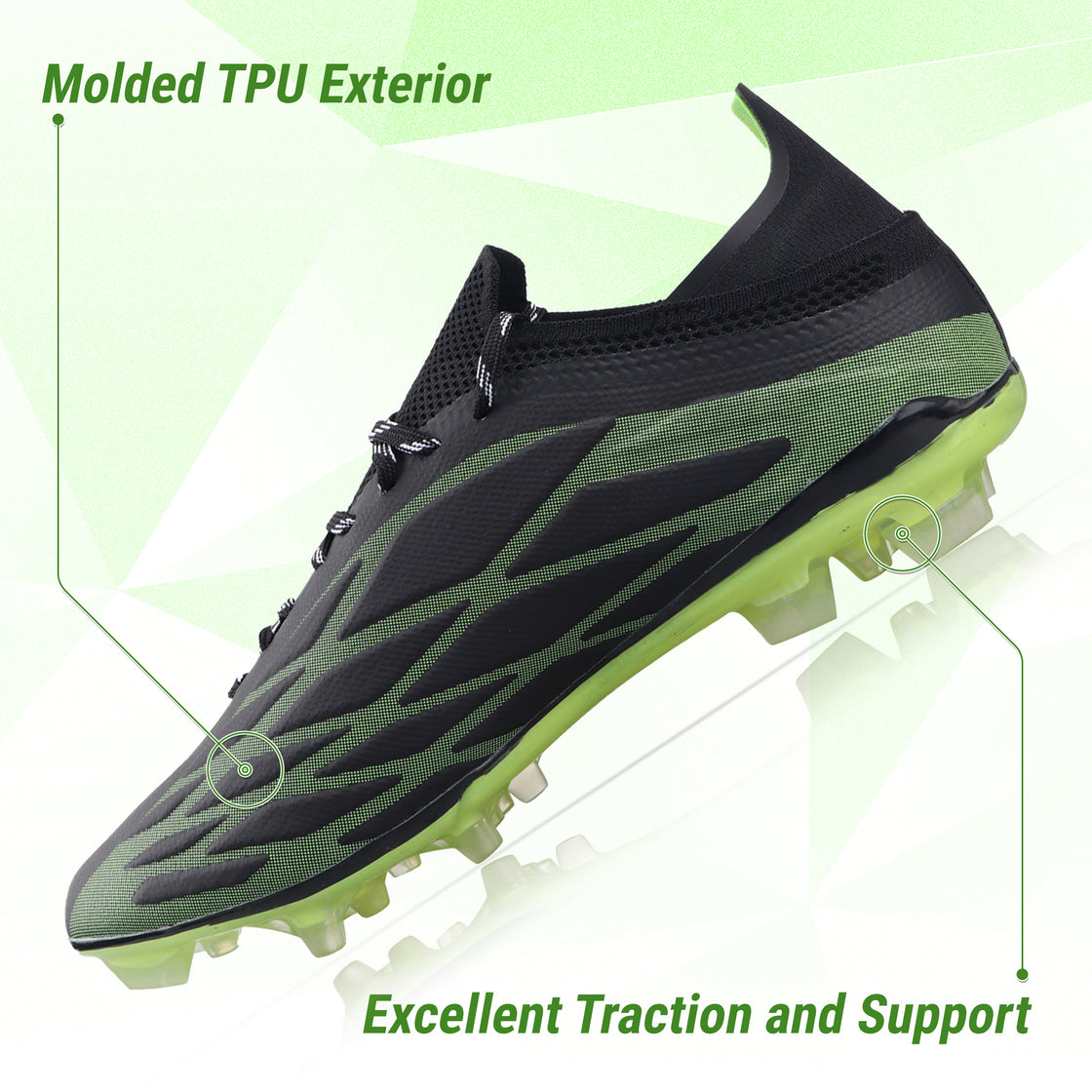 Provo Adult Firm Ground Soccer Cleats - Black/Lime | FG Soccer