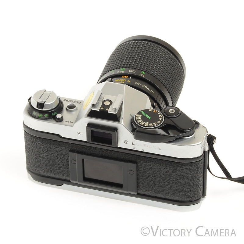 Canon AE-1 Program Chrome 35mm Film SLR Camera 28-80mm Zoom Lens [GOOD