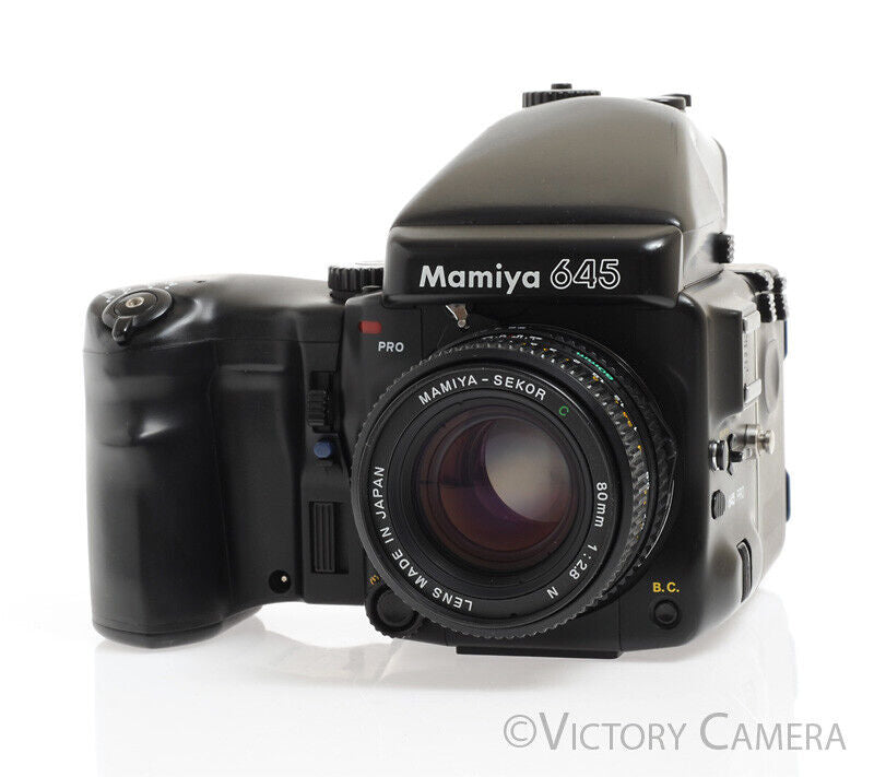 Mamiya 645 Pro Camera AE Metered Prism FE401 w/ 80mm N Lens & Winder [
