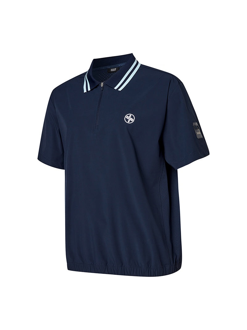 XEXYMENS XGMST01J2 エアホール ハーフジップアップ ポロシャツ 半袖