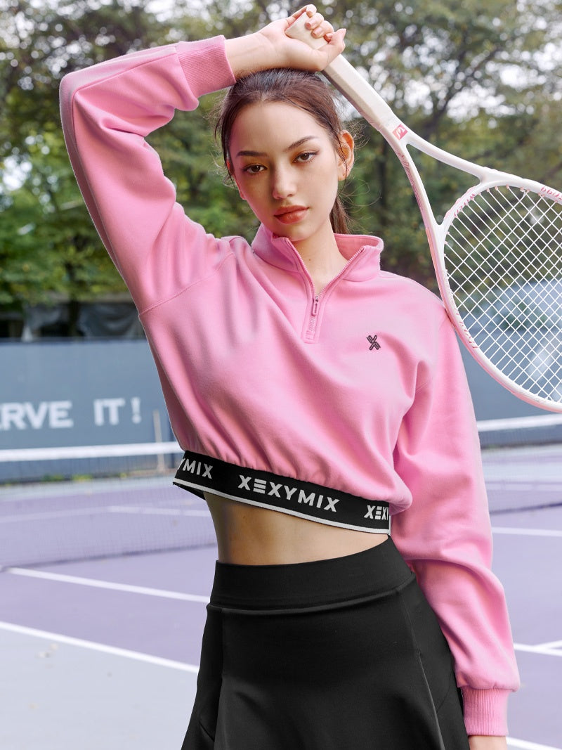 XTFHZ02J3 裏起毛 ロゴバンド ハイネック トレーナー