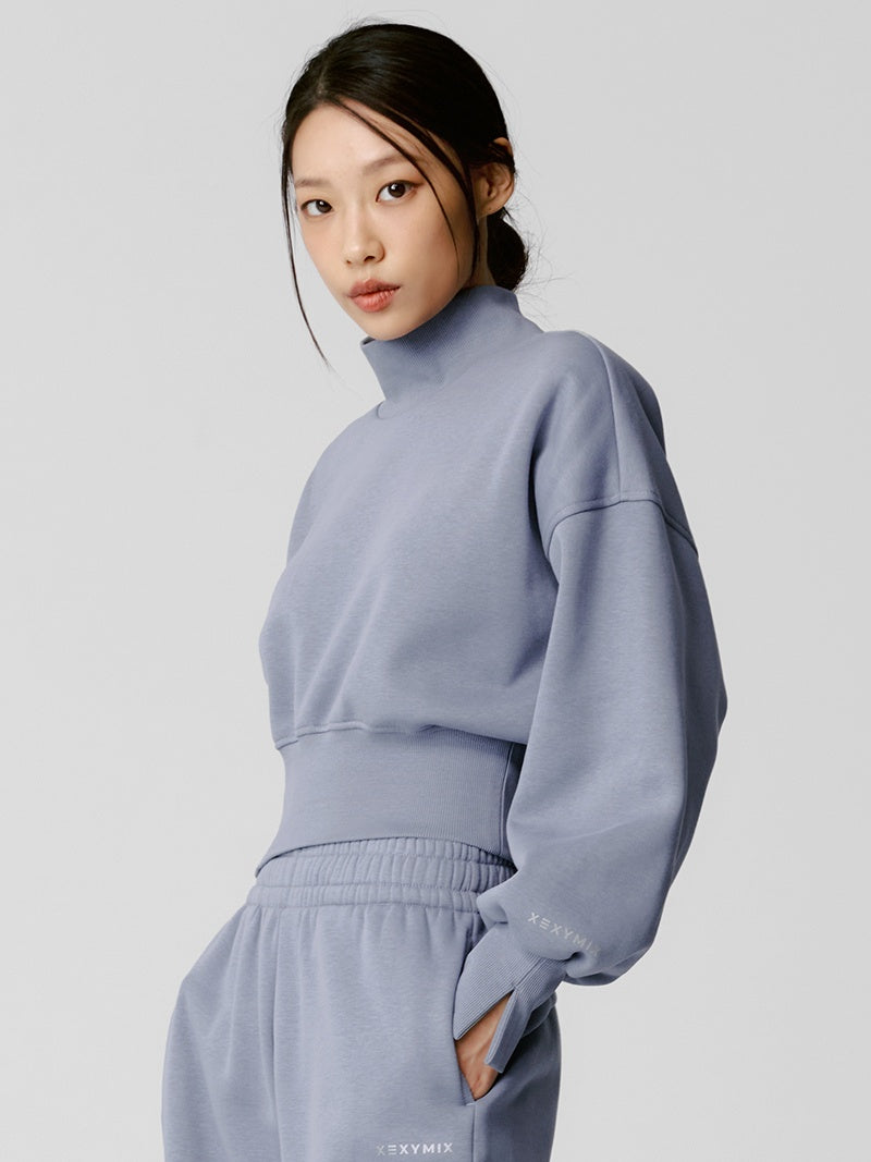 XTFMT12J3 裏起毛 ウォームソフト ハイネック クロップド丈 トレーナー