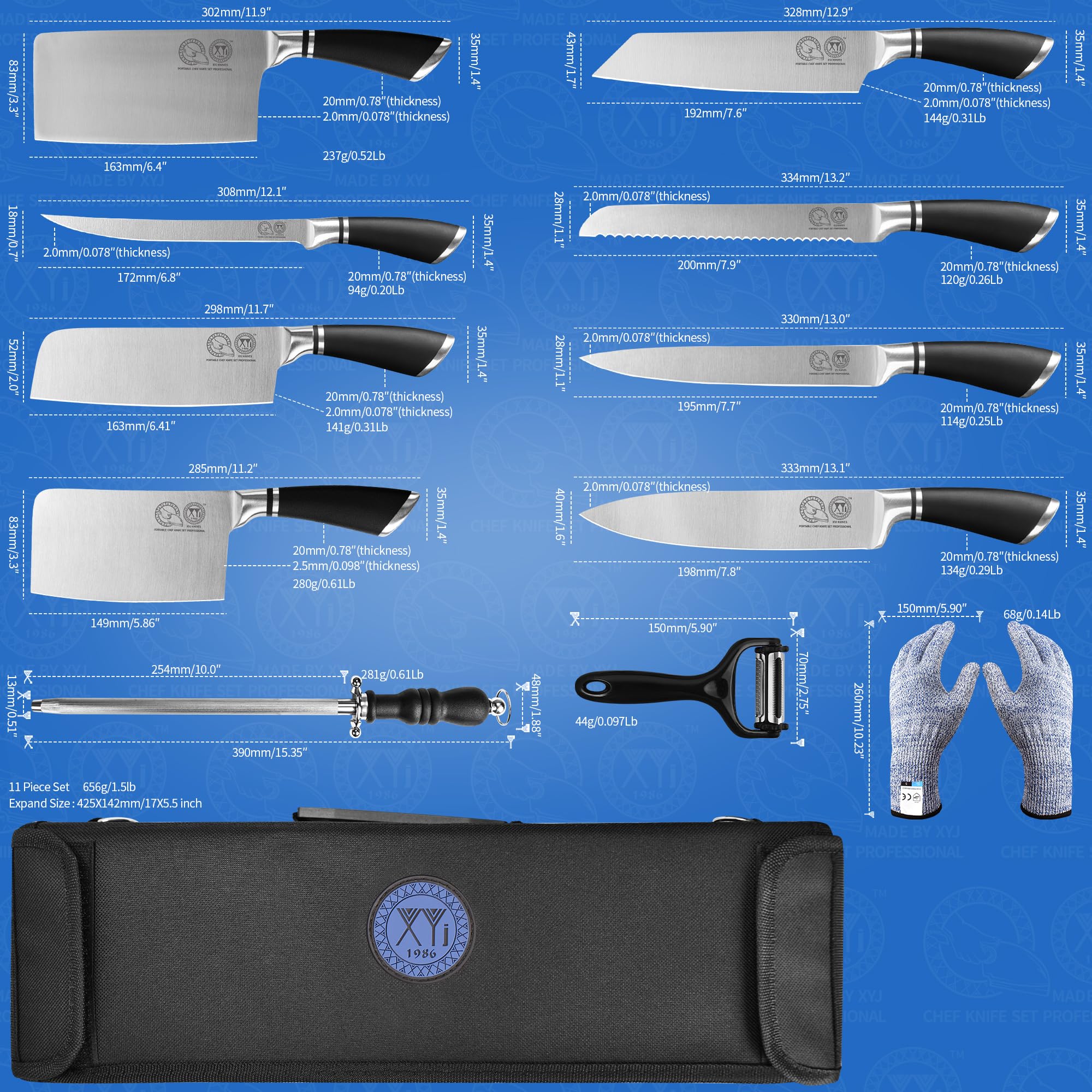 XYJ Knives,Professional Knife Sets for Master Chefs, Best Chef