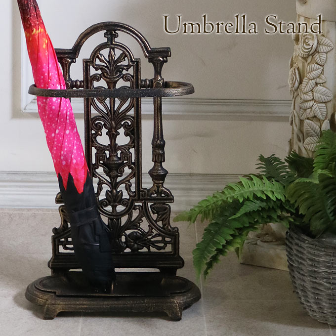 アンティーク調 アイアン傘立て オーバル型 アンティークゴールド