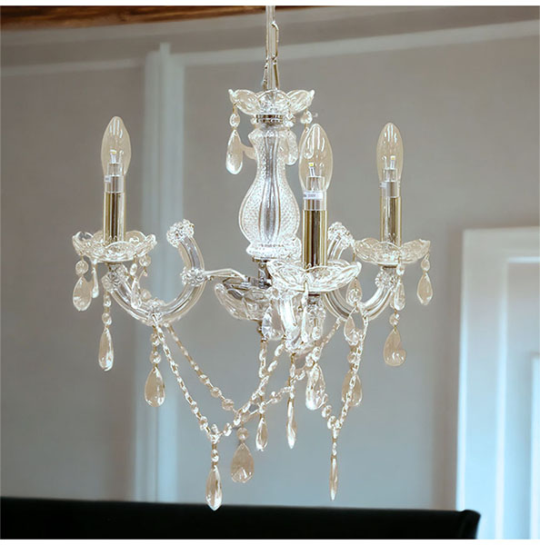 LED対応】 クリスタルガラスシャンデリア 3灯(トリオ・クリア