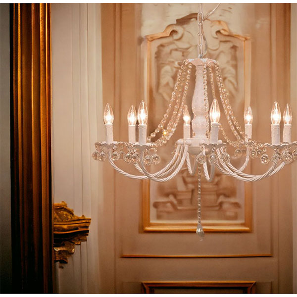 LED対応】 クリスタルガラスシャンデリア 8灯(レフィネメント