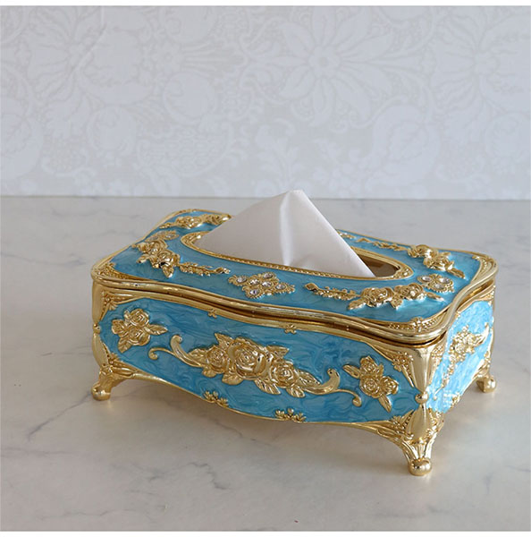 ロココ調 シンデレラのティッシュケース（ブルー）｜Y-KAGU(輸入家具屋