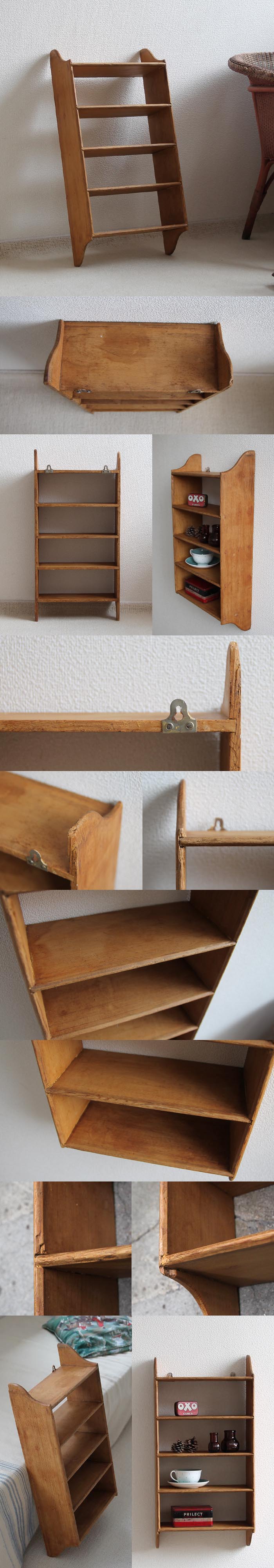 イギリス アンティーク オールドパインウォールシェルフ/壁掛け飾り棚