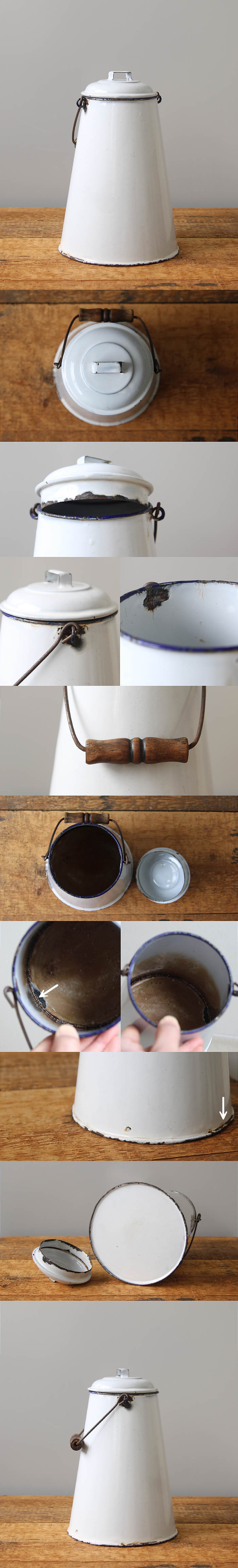 イギリス アンティーク ホーローミルクキャリー ポット インテリア雑貨