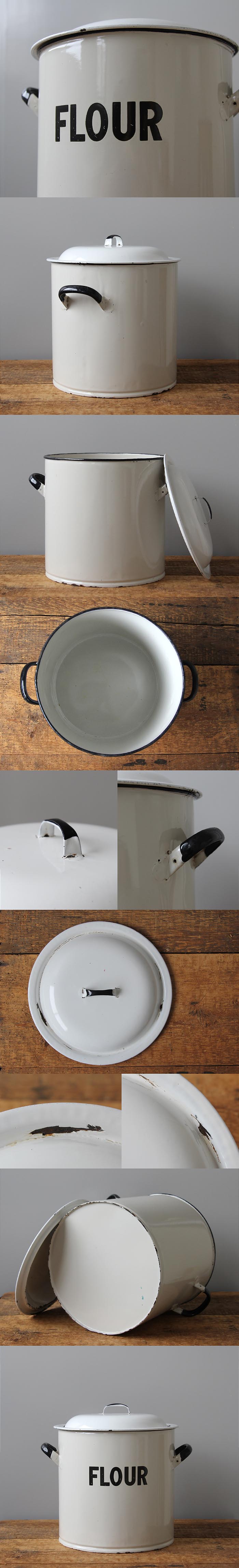 イギリス アンティーク フラワー缶 ホーロー製 FLOUR キャニスター