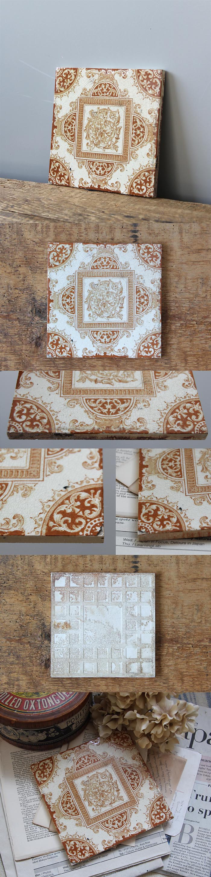 イギリス アンティーク タイル 陶器 インテリア雑貨 ディスプレイ 英国