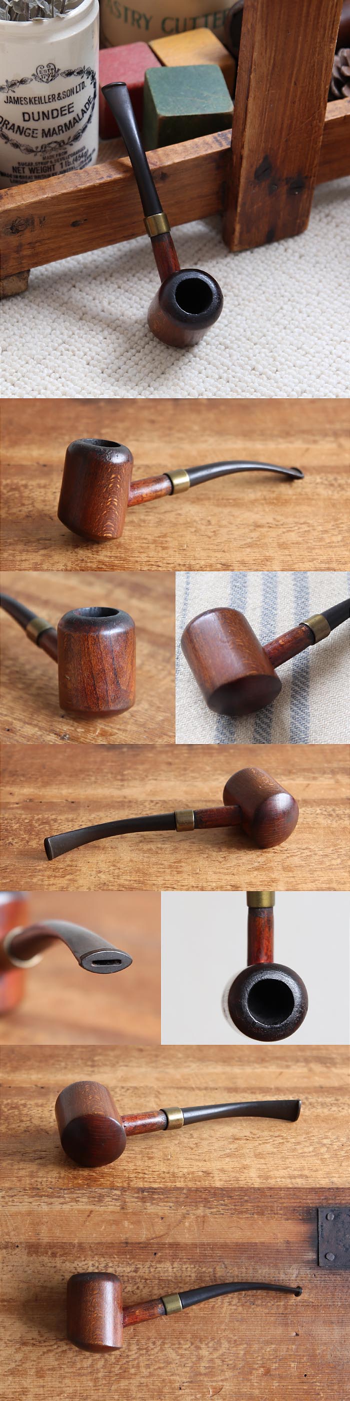 イギリス アンティーク パイプ/喫煙器具/タバコ/木製/インテリア雑貨