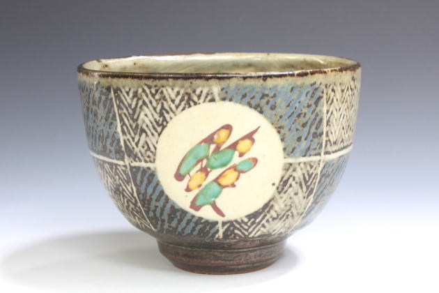 柳瀬美術店 / 島岡達三「象嵌赤繪草花文盌」共箱[SHIMAOKA Tatsuzo]Tea