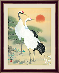 久米涼山作 慶祝画 松竹梅鶴亀