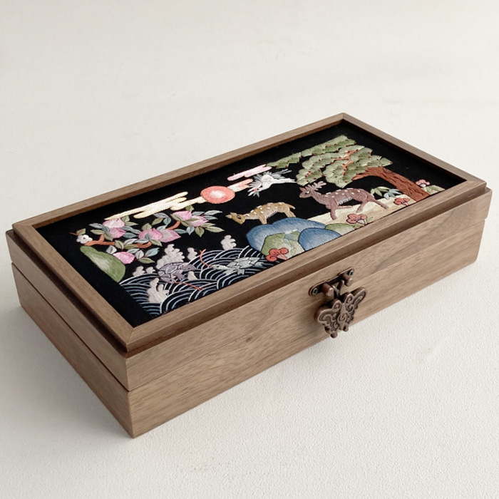 韓国手刺繍宝石箱十長生ジュエリーボックス 高級結納品箱・宝石箱 夢