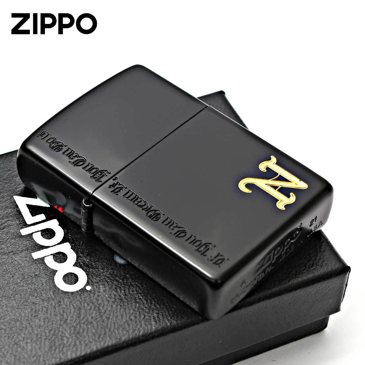 Zippo ジッポー イニシャル N ネームオブラブ ブラック Name of Love