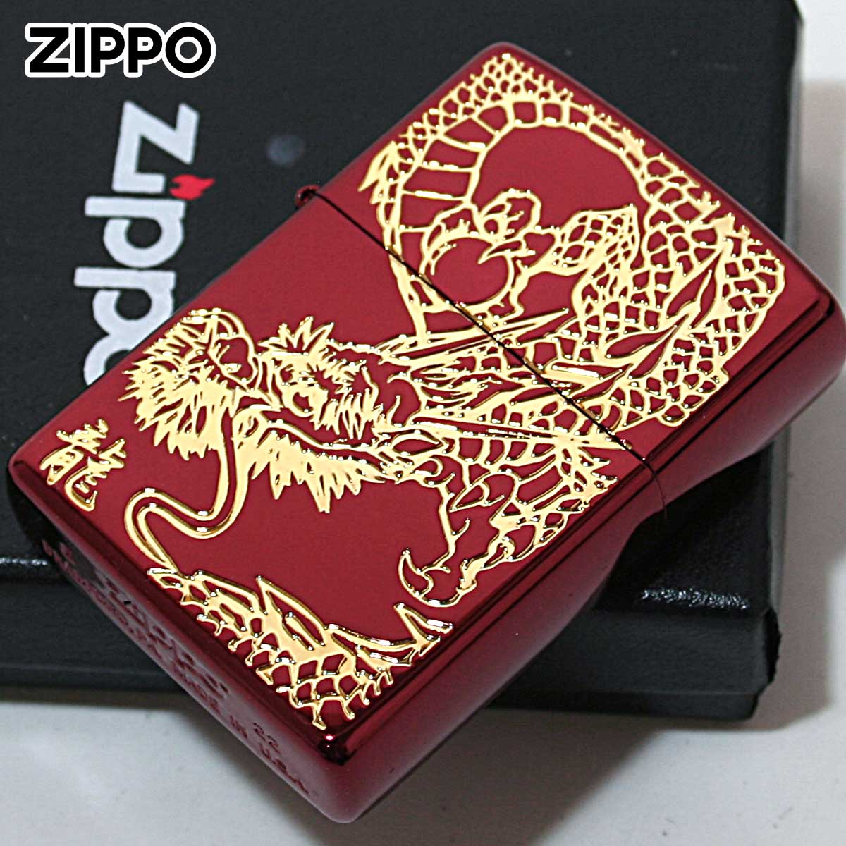 Zippo ジッポー ドラゴン 龍 レッド RED DRAGON Ion Red Gold Plate