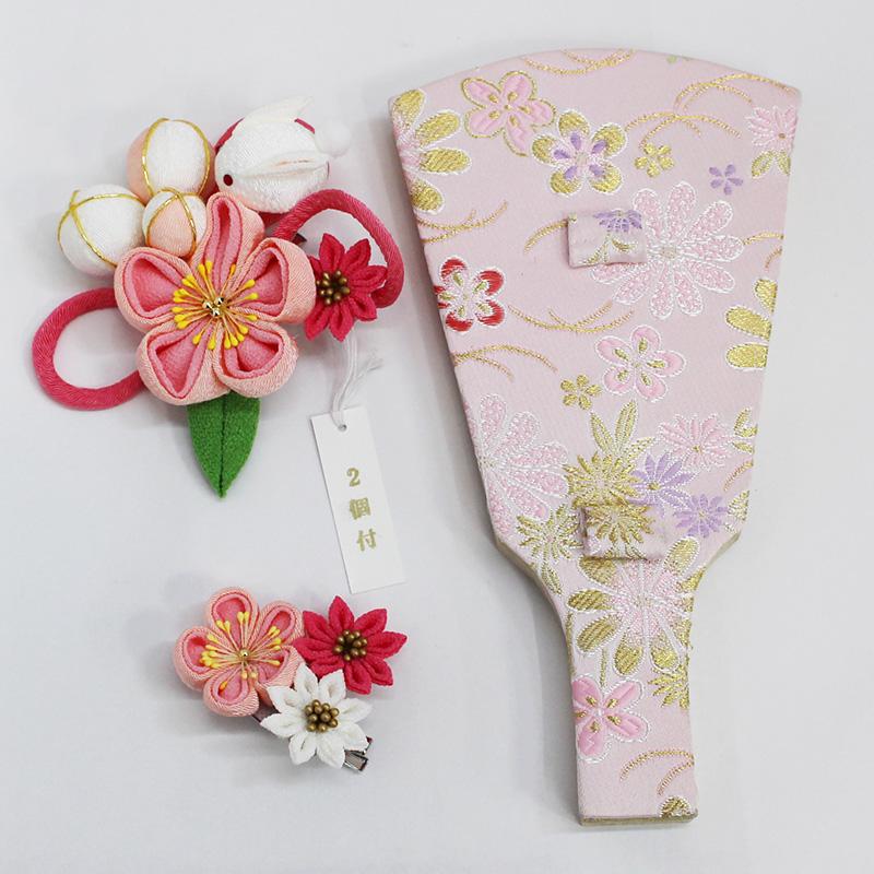 コンパクト おしゃれ 羽子板 7号 つまみ細工 うさぎ カンザシ アクリル