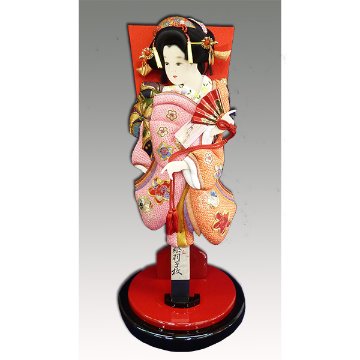 18号正絹しぼり刺繍押絵羽子板 飾り台付きセット 道成寺