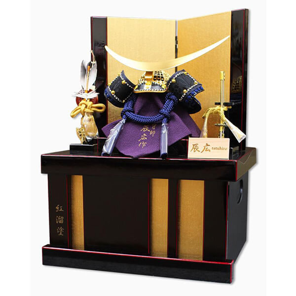 甲冑師 辰広作 1/6 伊達政宗公之兜 紅溜塗収納飾り