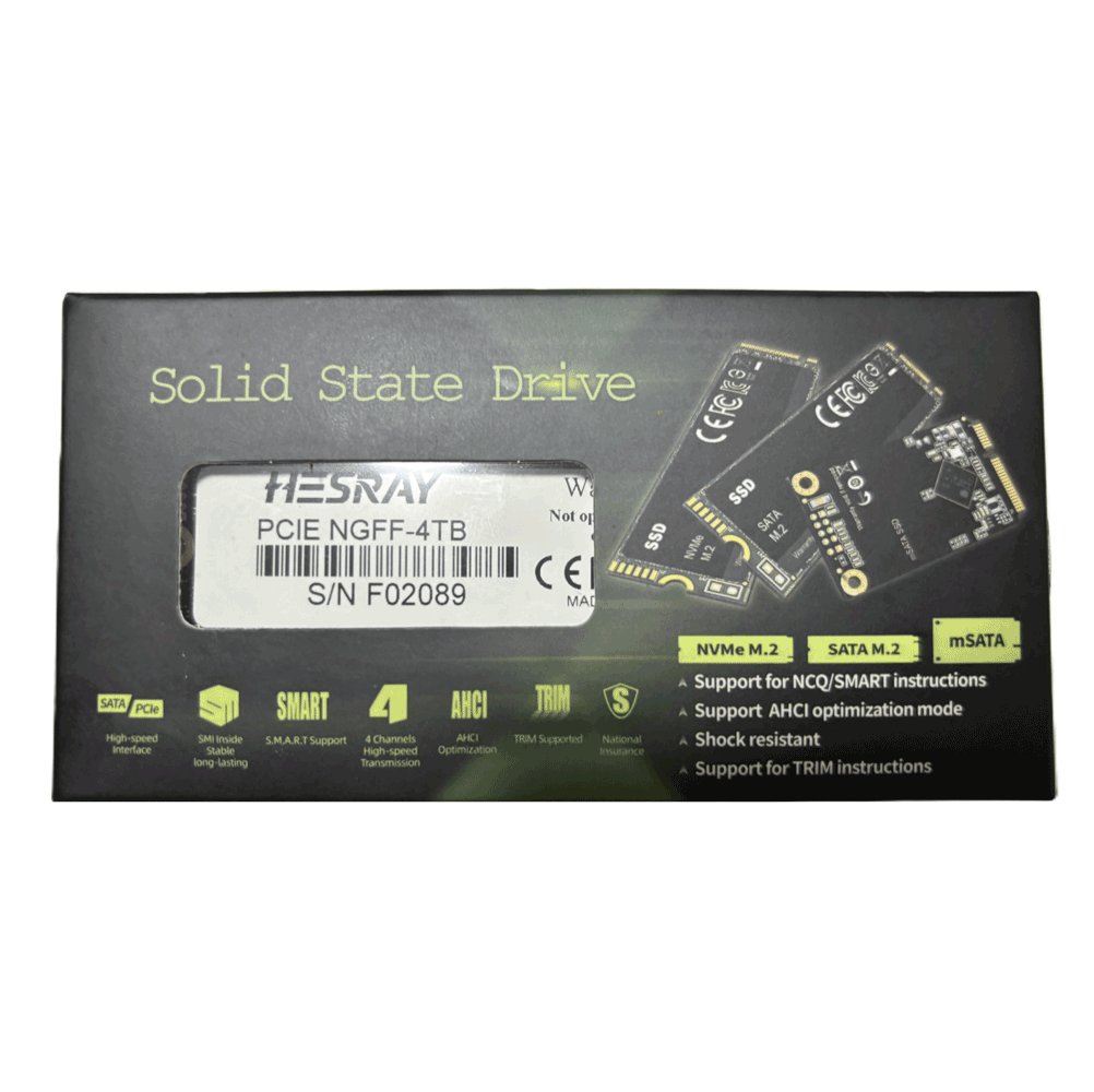 HESRAY M.2 2280 NGFF SSD 4TB SATA III NAND Read:7000MBs Write