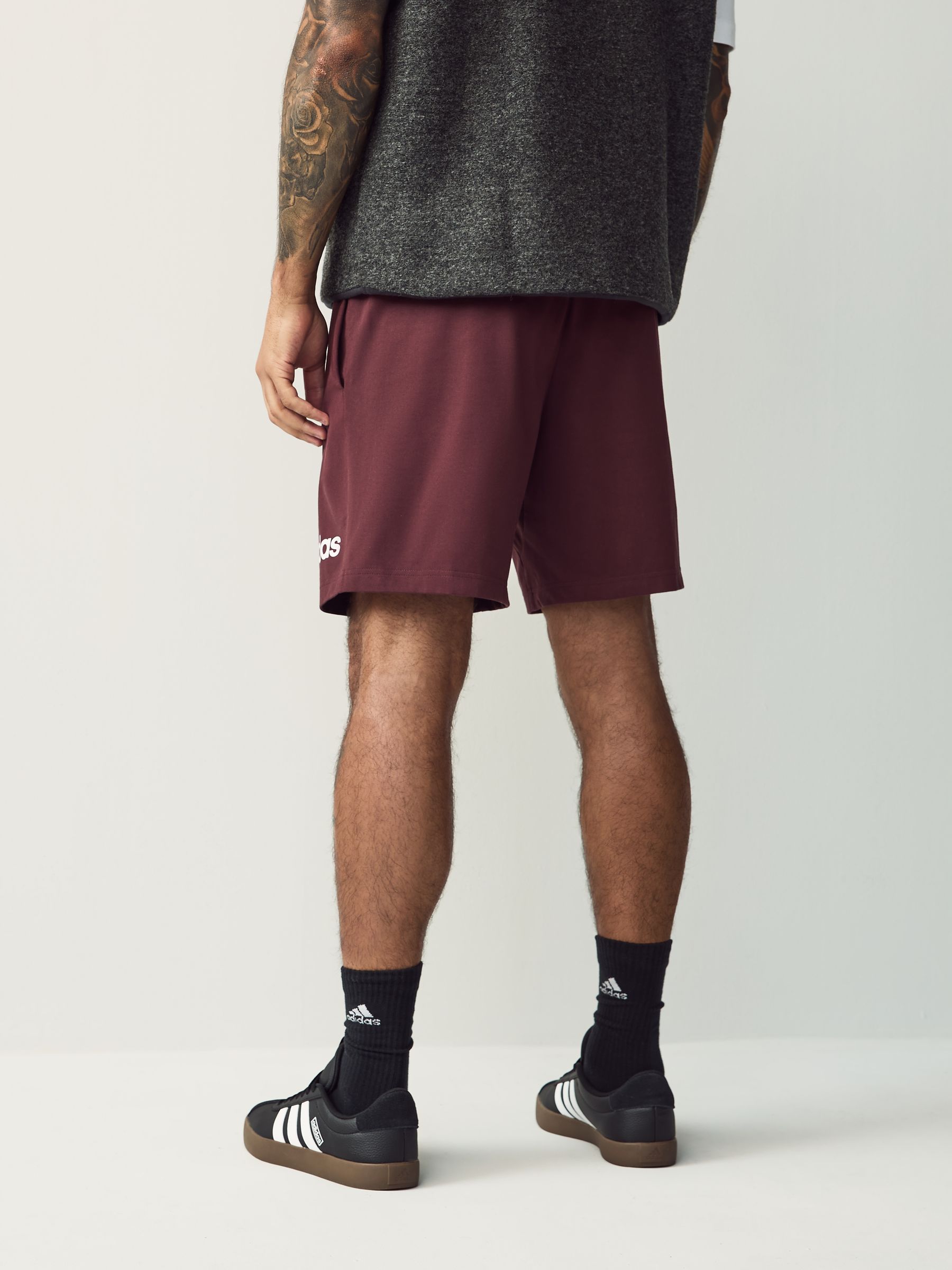 Buy adidas Burgundy Red Essentials Linear Single Jersey Shorts