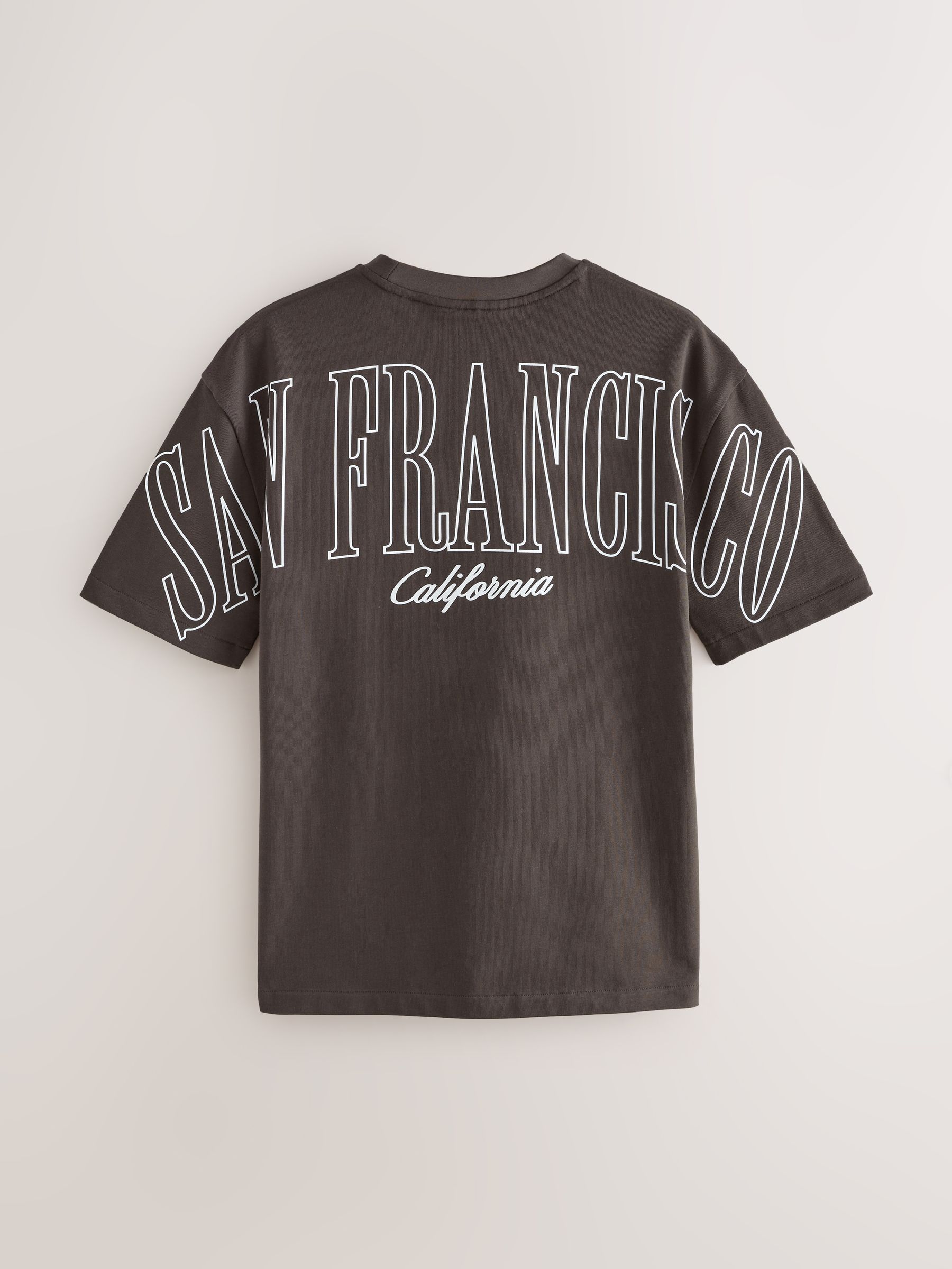 Buy Brown San Francisco Relaxed Fit Graphic Print Heavy Weight T