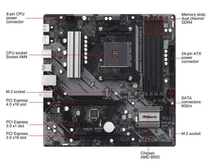 ASRock B550M PHANTOM GAMING 4 (AM4) Motherboard