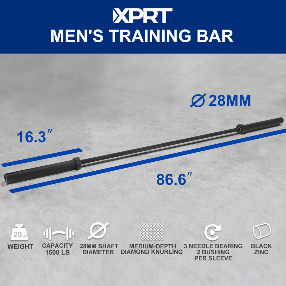 XPRT Fitness Olympic Weightlifting Bar – 20KG, 28MM Grip, 200K PSI