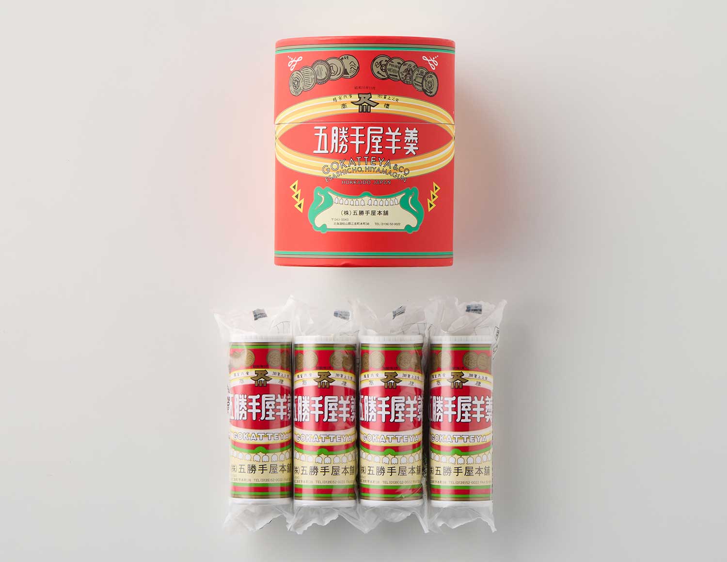 五勝手屋ミニ丸缶羊羹 4本入[A042BN] | 店舗,五勝手屋本舗 | 旅する