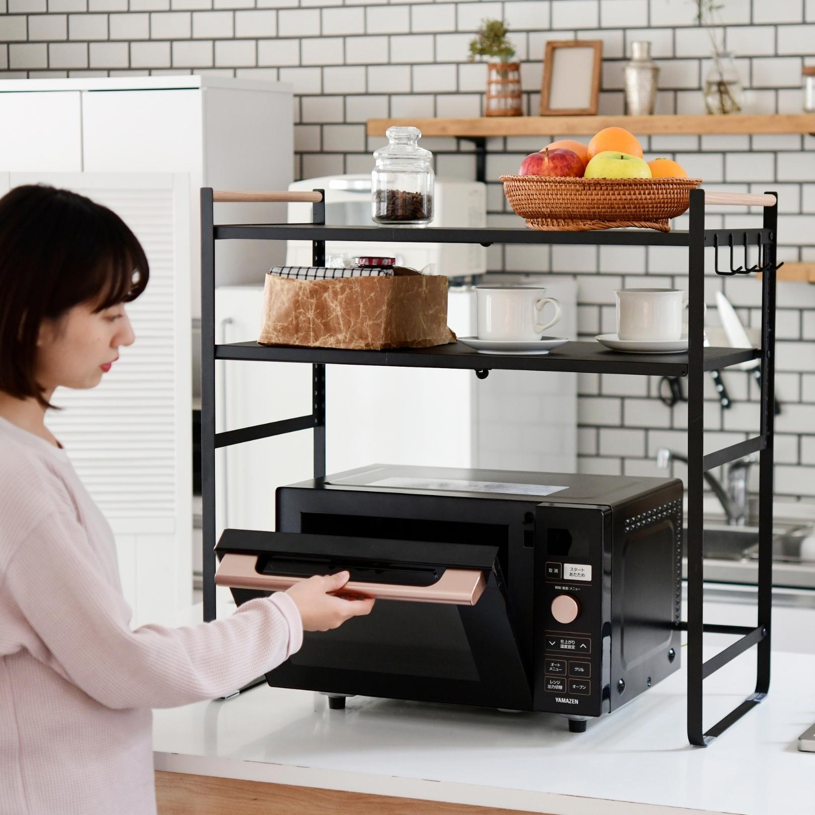 レンジ上ラック 棚2段 幅44-71 奥行35.5 高さ70.5cm | 山善ビズコム