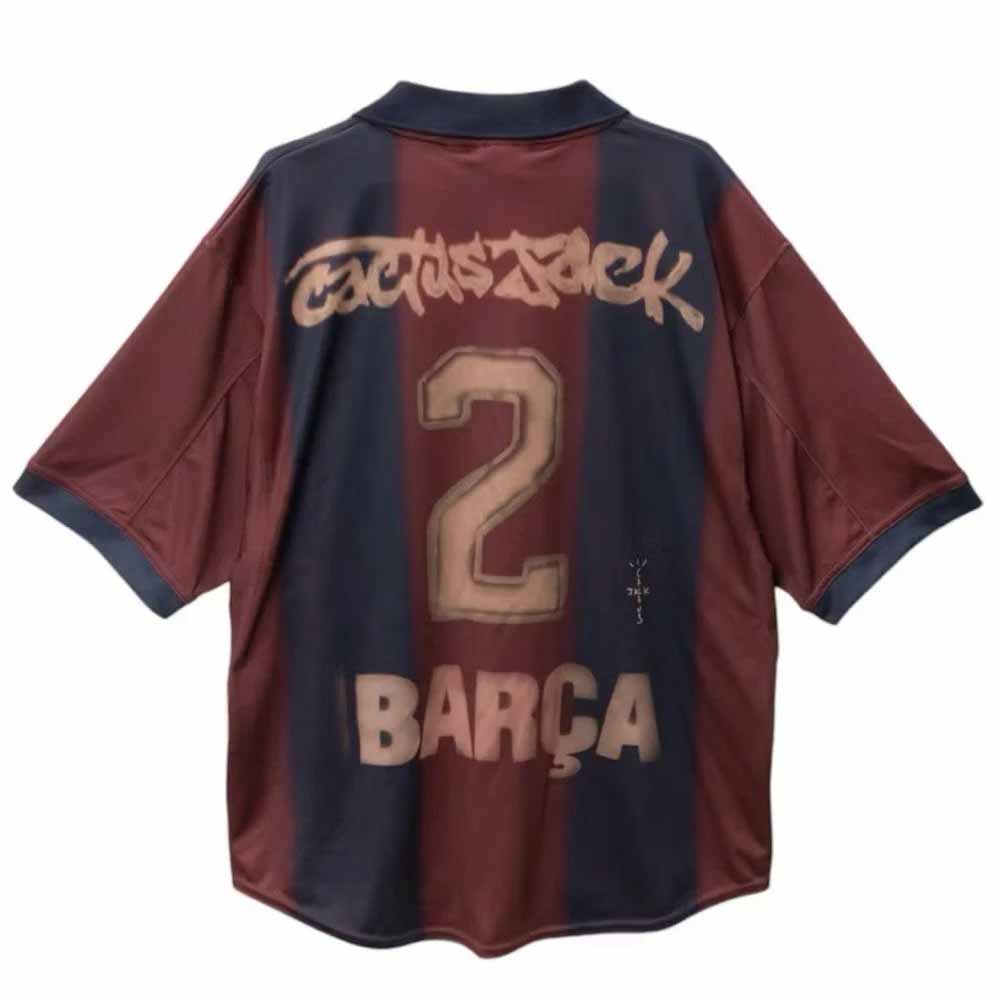 Travis Scott × FC Barcelona の Retro 2000/01 Home Skeleton Jersey
