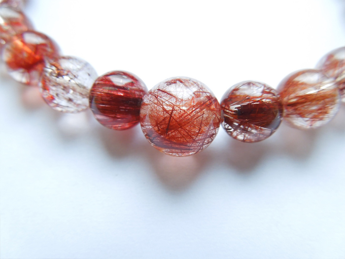 一点物】レッドルチルクォーツ8mmブレス 共仕立(桐箱付き) お数珠の