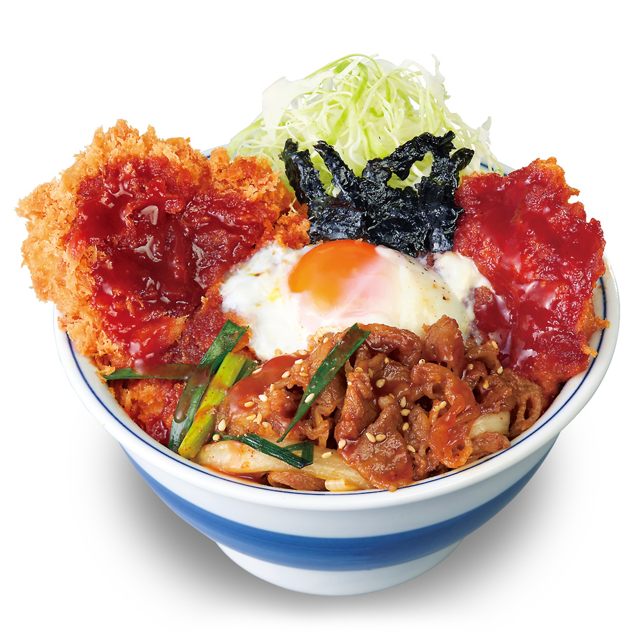 かつや、牛・豚・鶏の三種盛り「プルコギビビンカツ丼」を発売 10月10