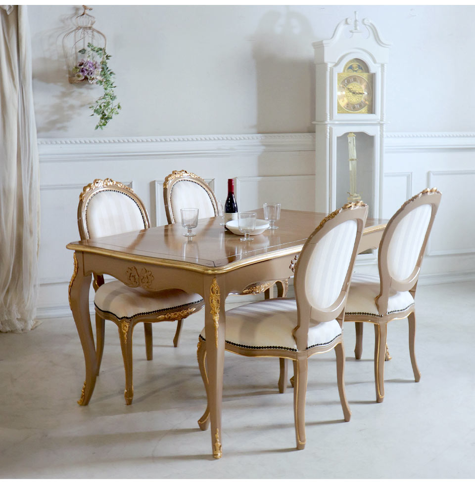 輸入家具 フレンチクラシック 伸長式ダイニングセット5P｜マホガニー