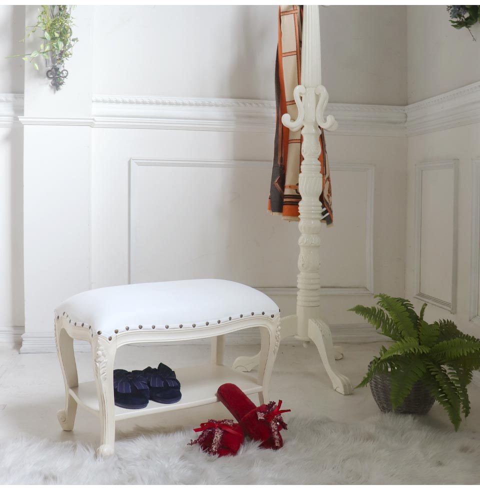 玄関スツール 収納付き ホワイト｜おしゃれ家具通販 輸入家具屋さん