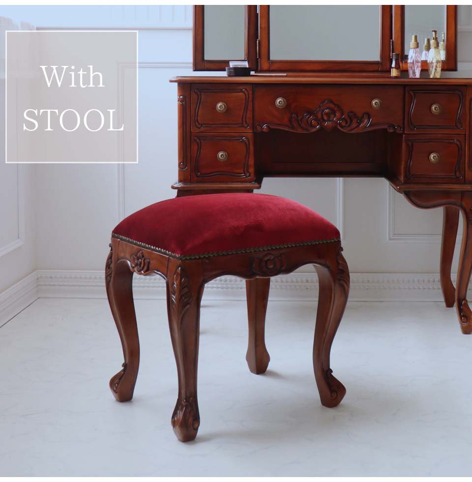 三面鏡ドレッサー(ブラウン)｜高級マホガニー家具VENECHIA｜おしゃれ