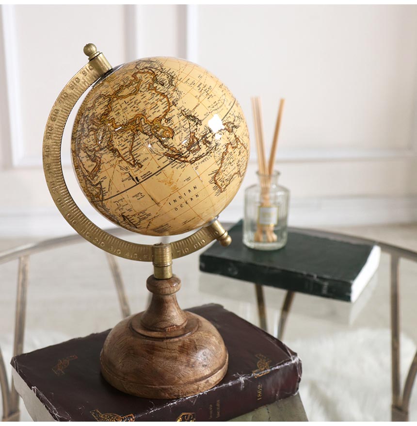 アンティーク風 インテリア地球儀 球径12cm 高さ22cm｜おしゃれ