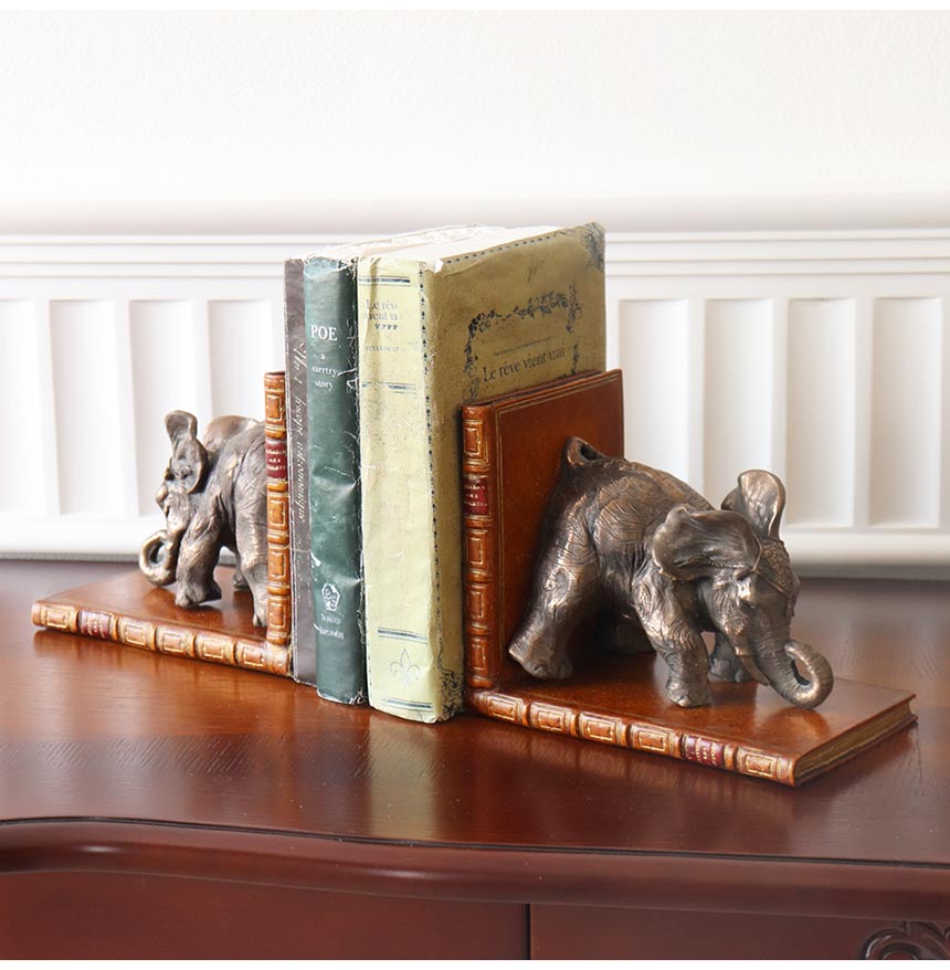 イギリス製 アンティーク風 ブックエンド エレファント 2Pセット