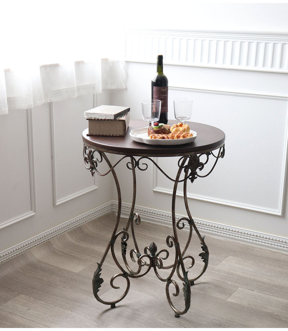アイアン製 アンティーク調 ラウンドテーブル 60cm 猫脚 おしゃれ 輸入