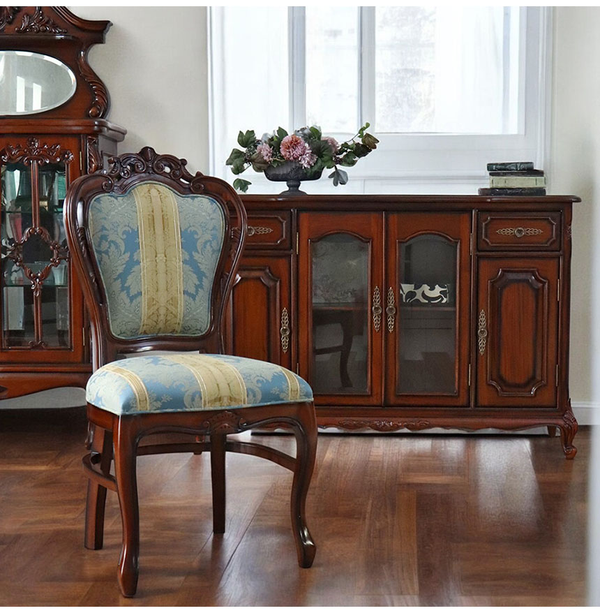 マリナカッシーリ 猫脚 ダイニングチェア (ストライプブルー)｜Y-KAGU