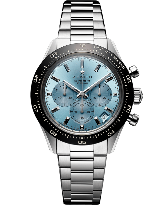 アクアブルーの文字盤でエレガンスをより高めたゼニス「クロノマスター