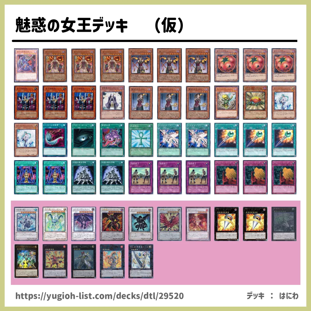 魅惑の女王デッキ （仮）遊戯王デッキレシピ魔法使い族【ファン