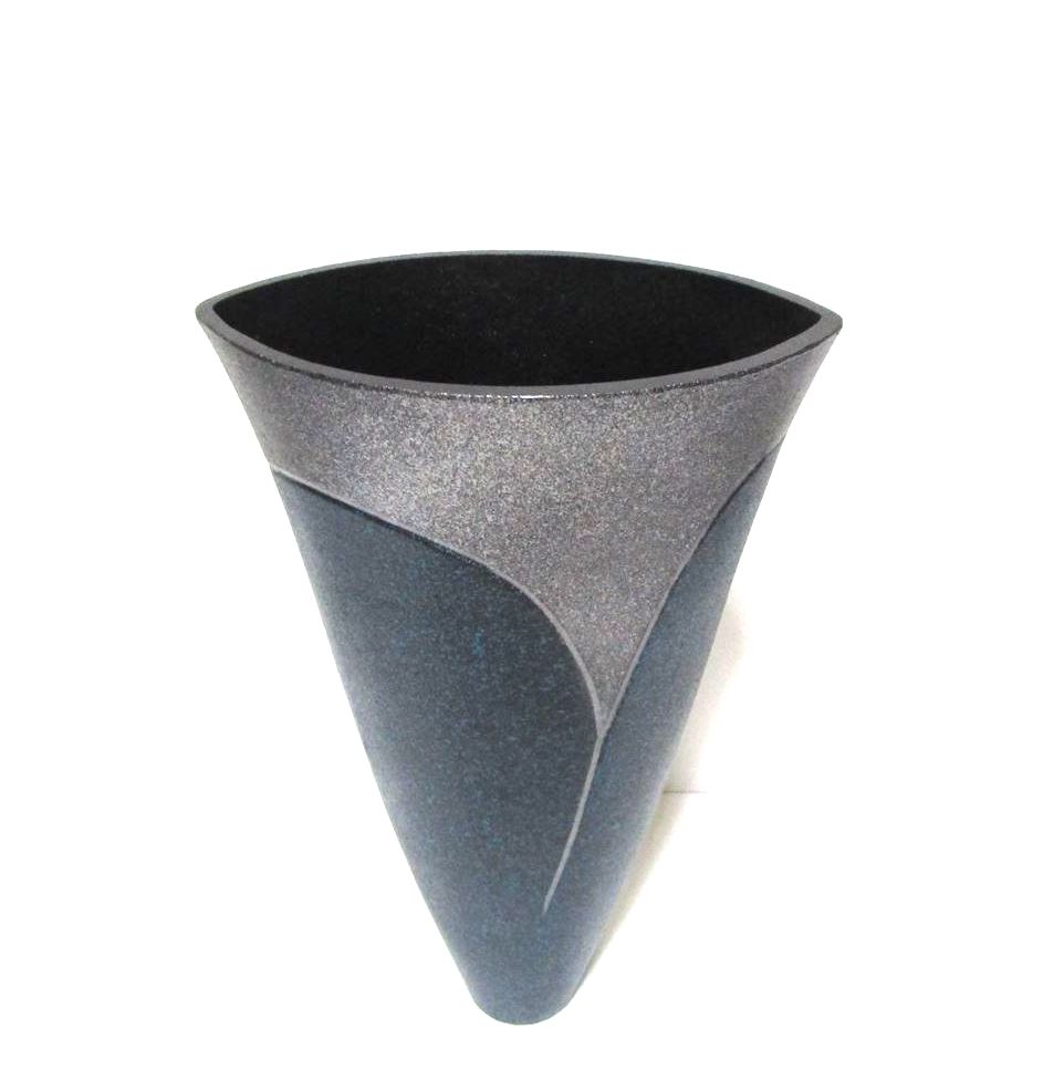 アルミ合金花器 清流 ブルー散らし - 花器ギャラリー 裕器 (ゆうき）