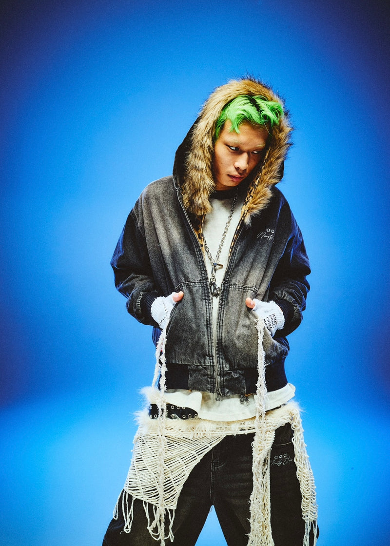 Bullet Logo Denim Zip Hoodie – YZ