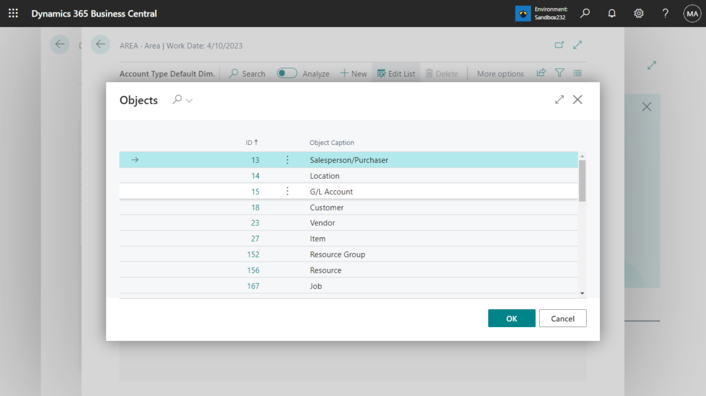 Dynamics 365 Business Central: Set up default dimensions for